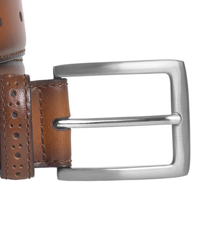 Men's Perforated Burnished Leather Belt