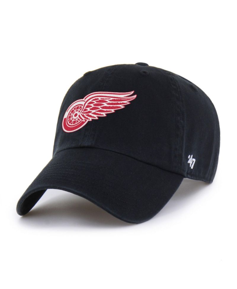 Men's and Women's Black Detroit Red Wings Heritage Flag Clean Up Adjustable Hat
