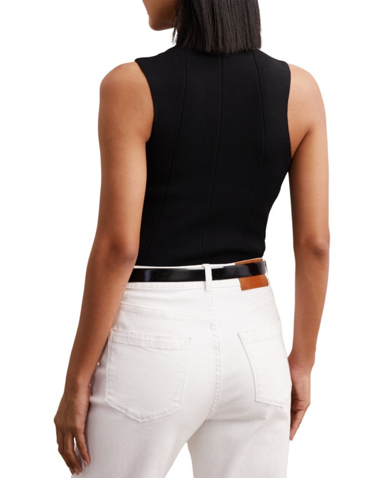 Women's Milan Mock Neck Sleeveless Ribbed Sweater