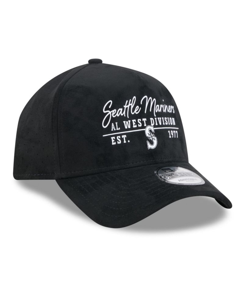 Men's and Women's Black Seattle Mariners Script Text 9FORTY A-Frame Adjustable Hat