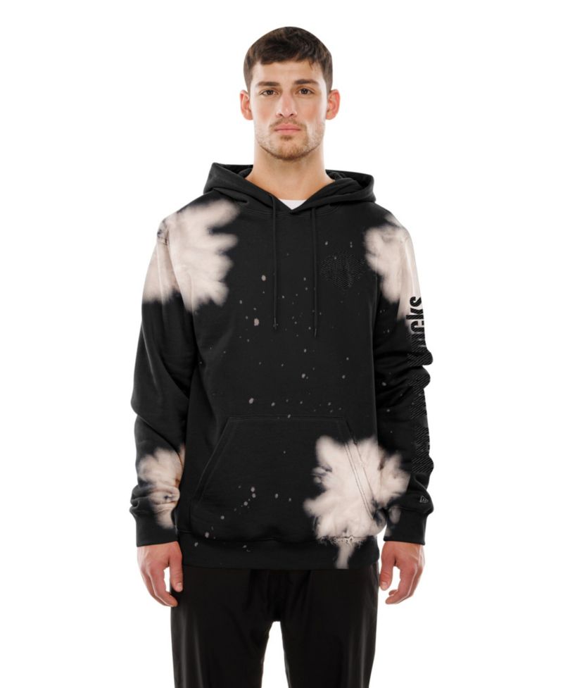 Men's Black New York Knicks Injection Bleached Out Raw Edge Hoodie