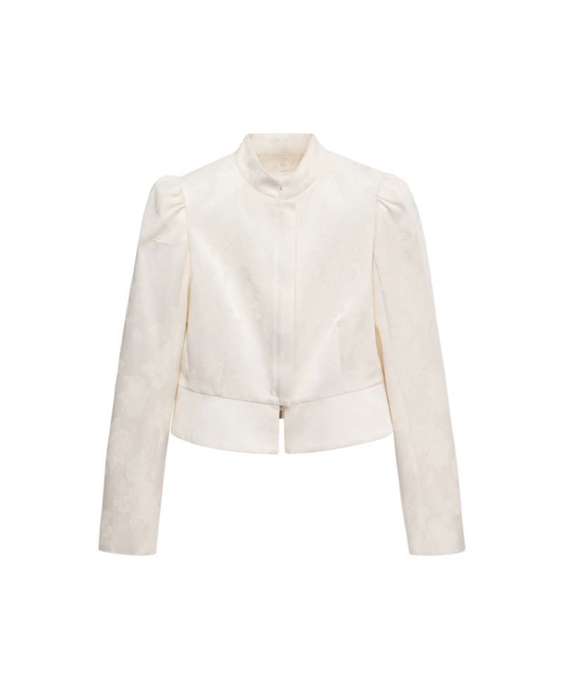 Women's Selection Slim-Fit Jacquard Band-Collar Jacket