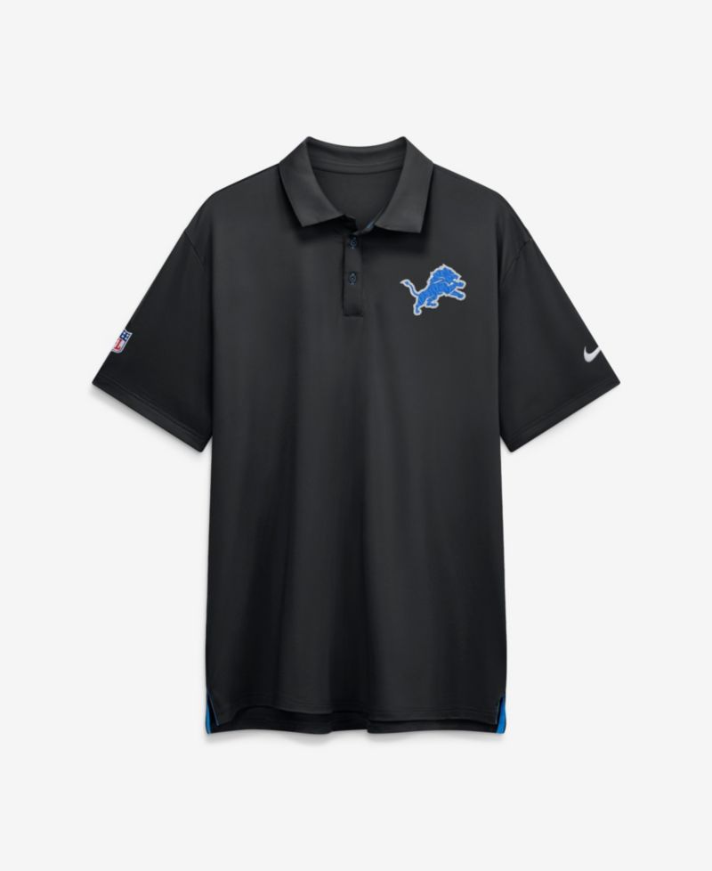 Men's Black Detroit Lions Sideline Powerful Blocking Dri-FIT Tour Polo shirt