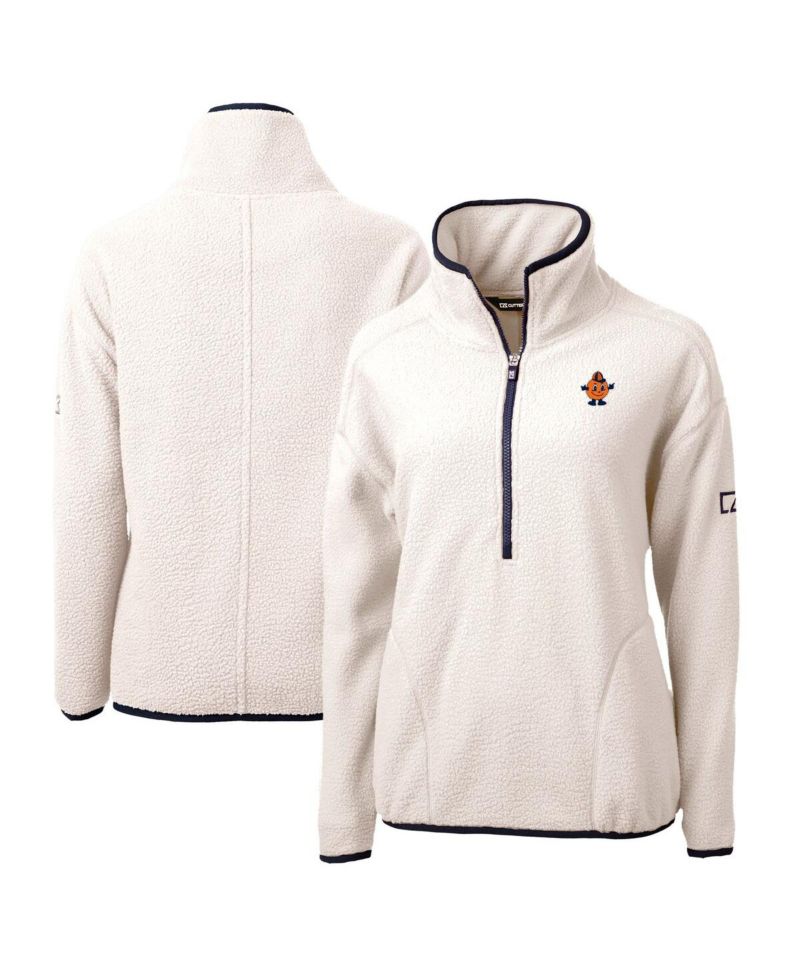 Women's Oatmeal Syracuse Orange Vault Cascade Eco Sherpa Fleece Half-Zip Pullover Jacket