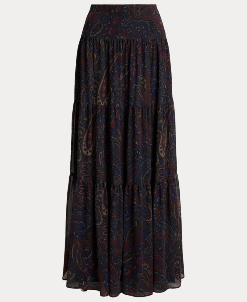 Women's High-Waisted Paisley Maxi Skirt