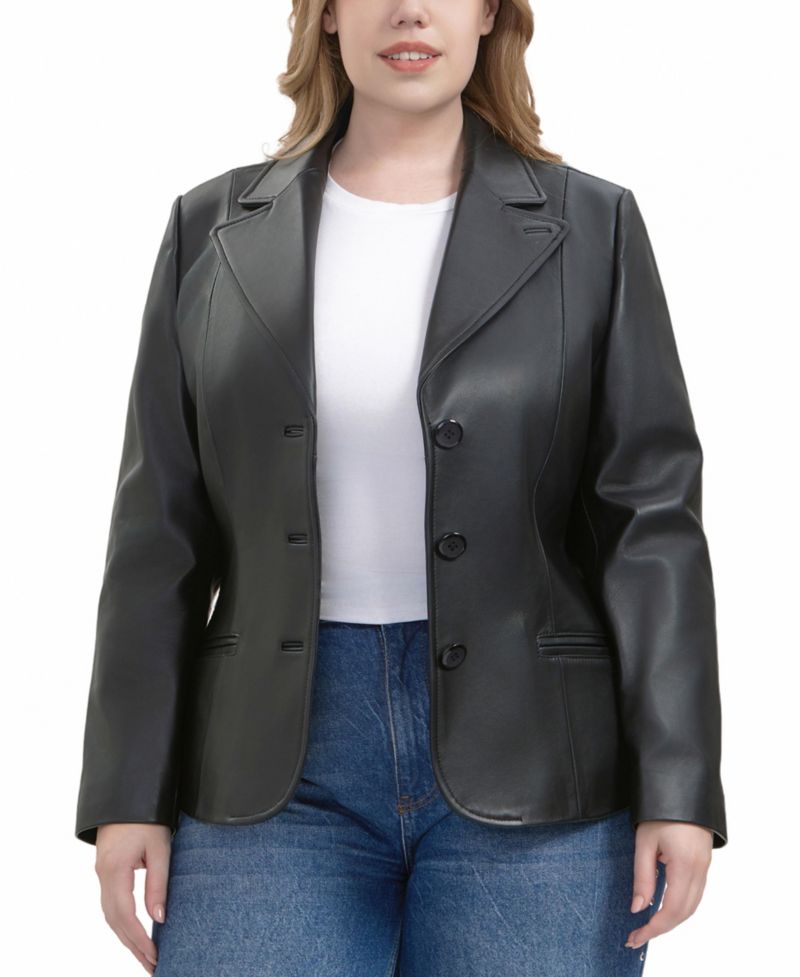 Plus Size Norah Leather Blazer Jacket