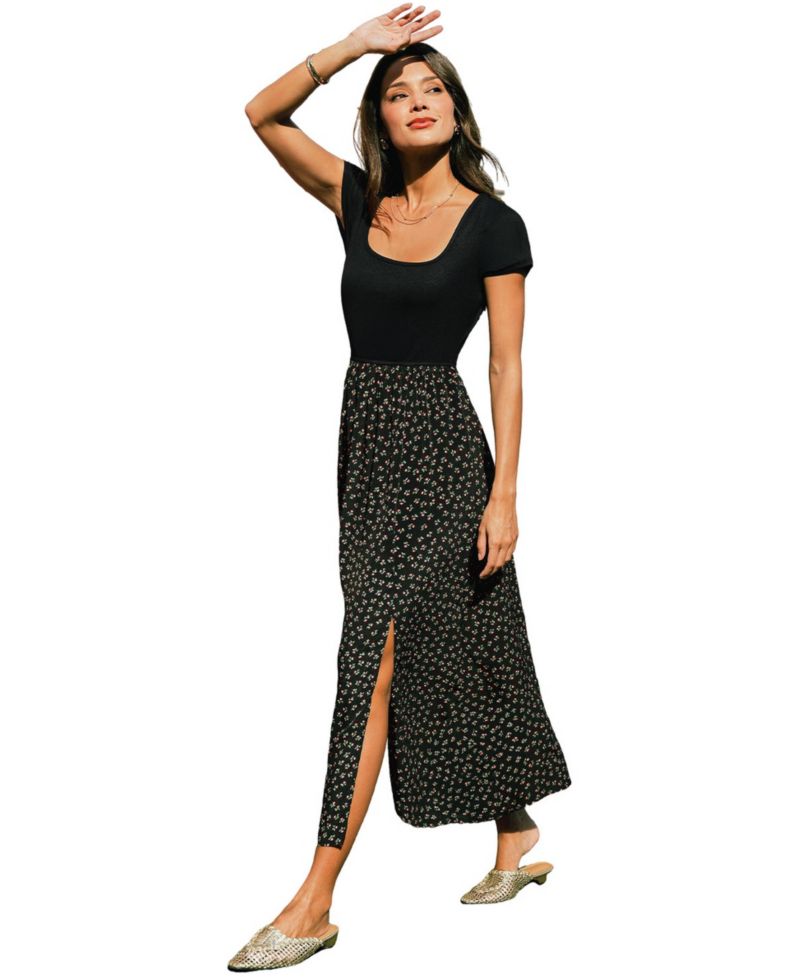 Women's Feeling Free Floral-Print Square-Neck Maxi Dress