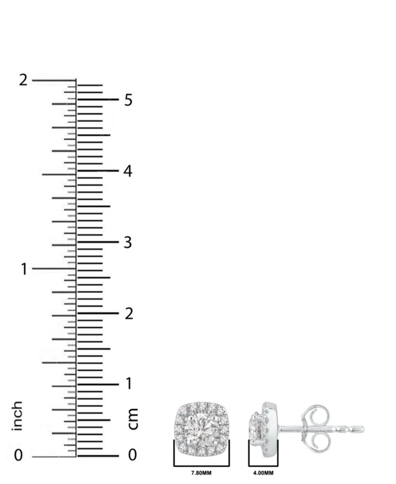 Diamond Halo Stud Earrings (1 ct. t.w.) in 14k White Gold