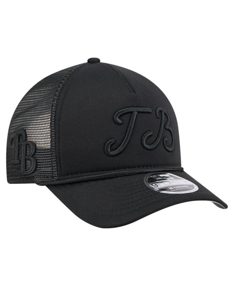 Men's Black Tampa Bay Rays City Initial 9FORTY A-Frame M-Crown Adjustable Trucker Hat
