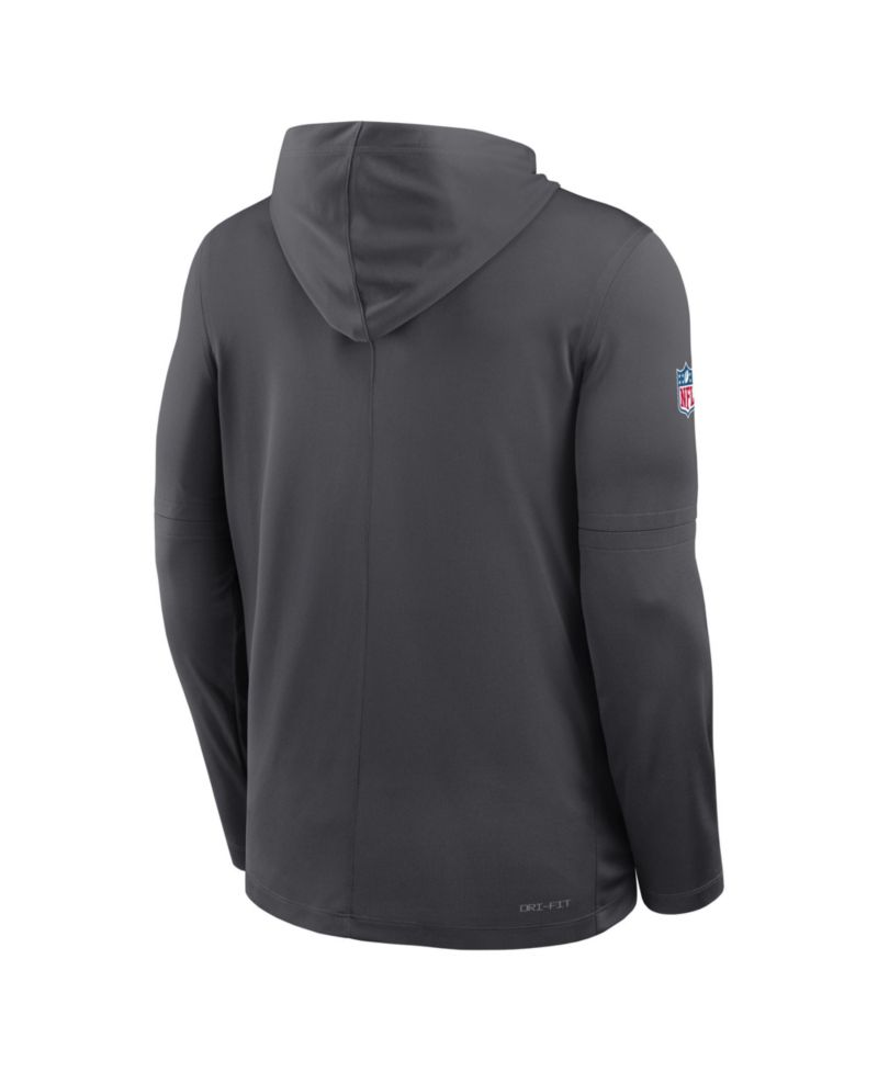 Men's Anthracite Green Bay Packers Sideline Pure Fury Performance Long Sleeve Hoodie T-Shirt