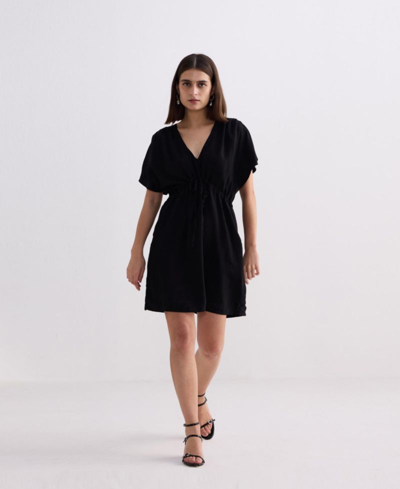Women's Short gathered Dress in Black