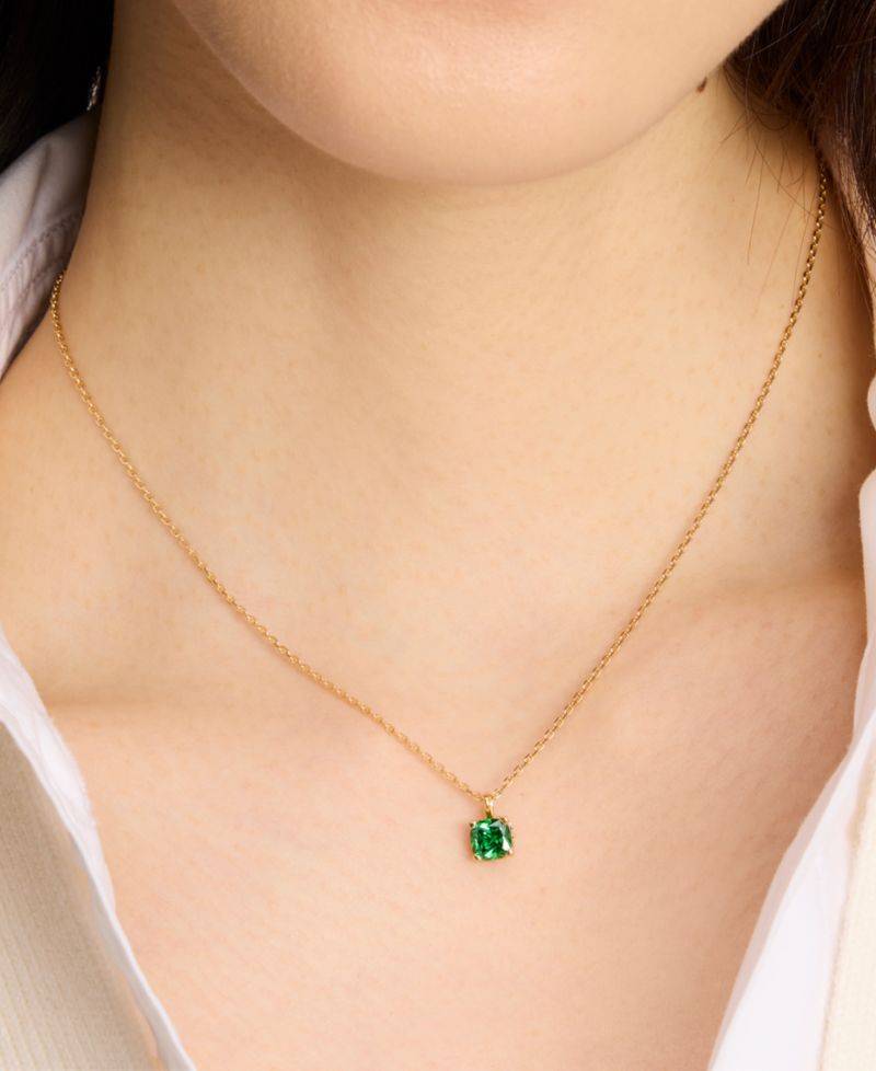 Cubic Zirconia Square Pendant Necklace, 16" + 3" extender