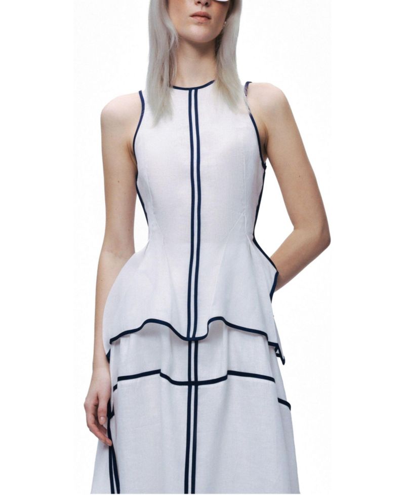 Women's Contrast Trim Peplum Top