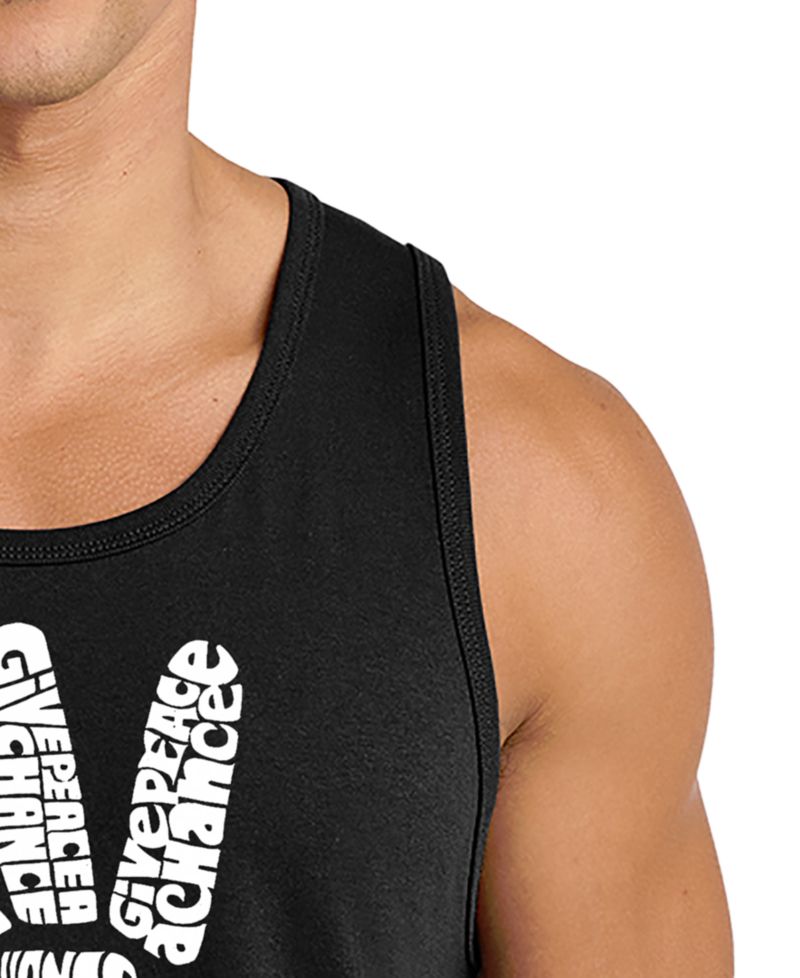 Men's Give Peace A Chance Word Art Graphic Tank Top