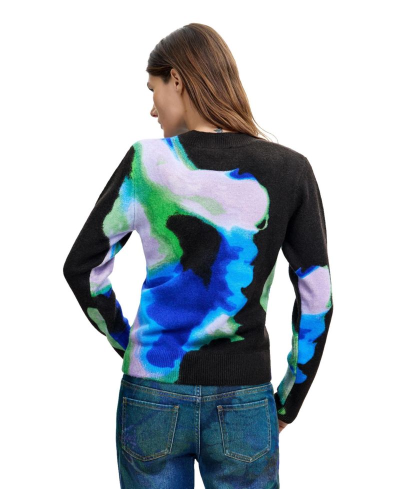 Women's M. C. Lacroix Abstract Print Fine-Knit Sweater
