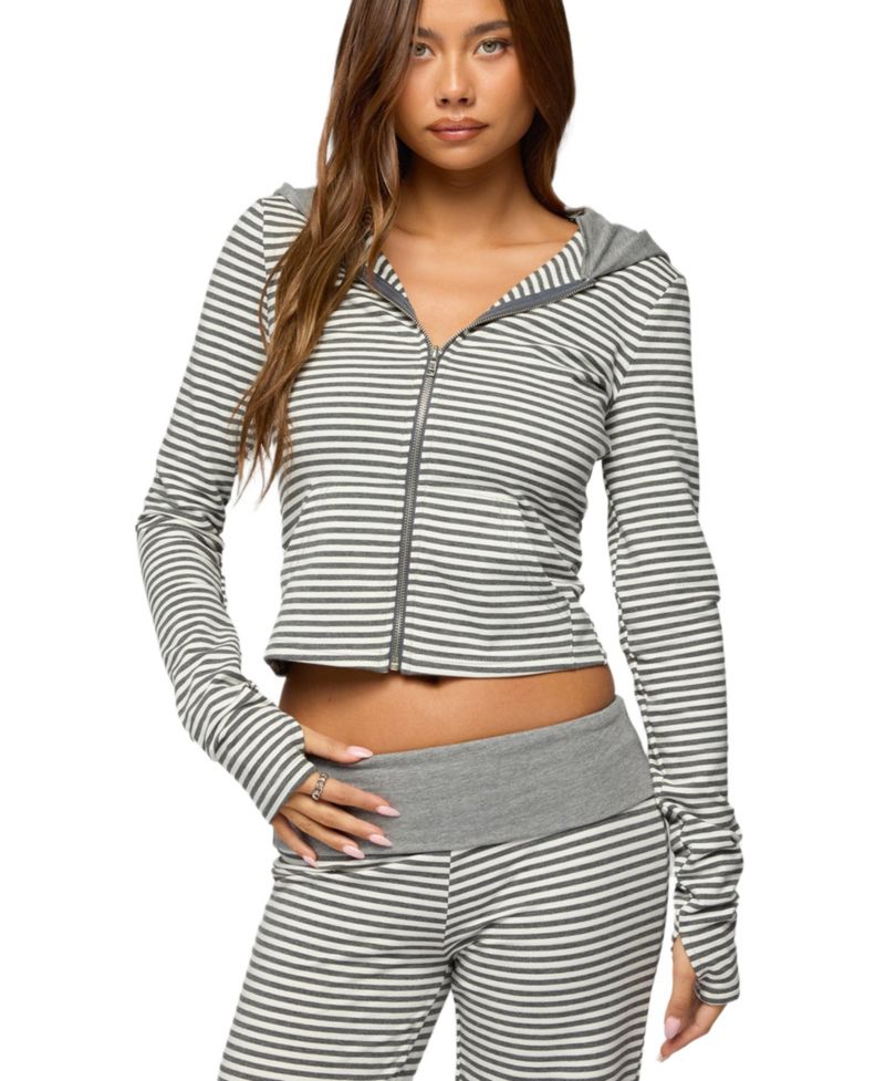 Women's Meggy Striped Zip Up Hoodie