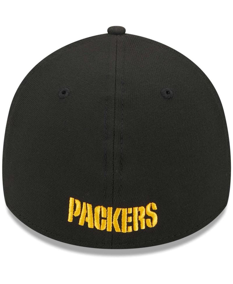 Men's Black Green Bay Packers Main 39THIRTY Flex Hat
