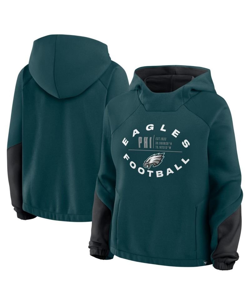 Women's Midnight Green Philadelphia Eagles Oversized Redzone Bubble Screen Pullover Hoodie