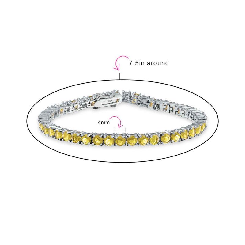 Classic 12CTW Round CZ Basket Set Blue Tennis Bracelet Silver Plated 7.5"