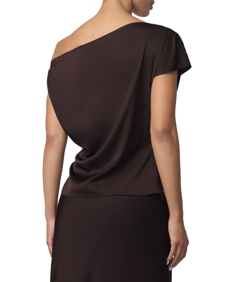 Women's Isla Asymmetrical Satin Drape Neck Blouse
