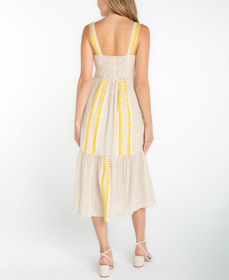 Women's Striped V-Neck Midi Dress