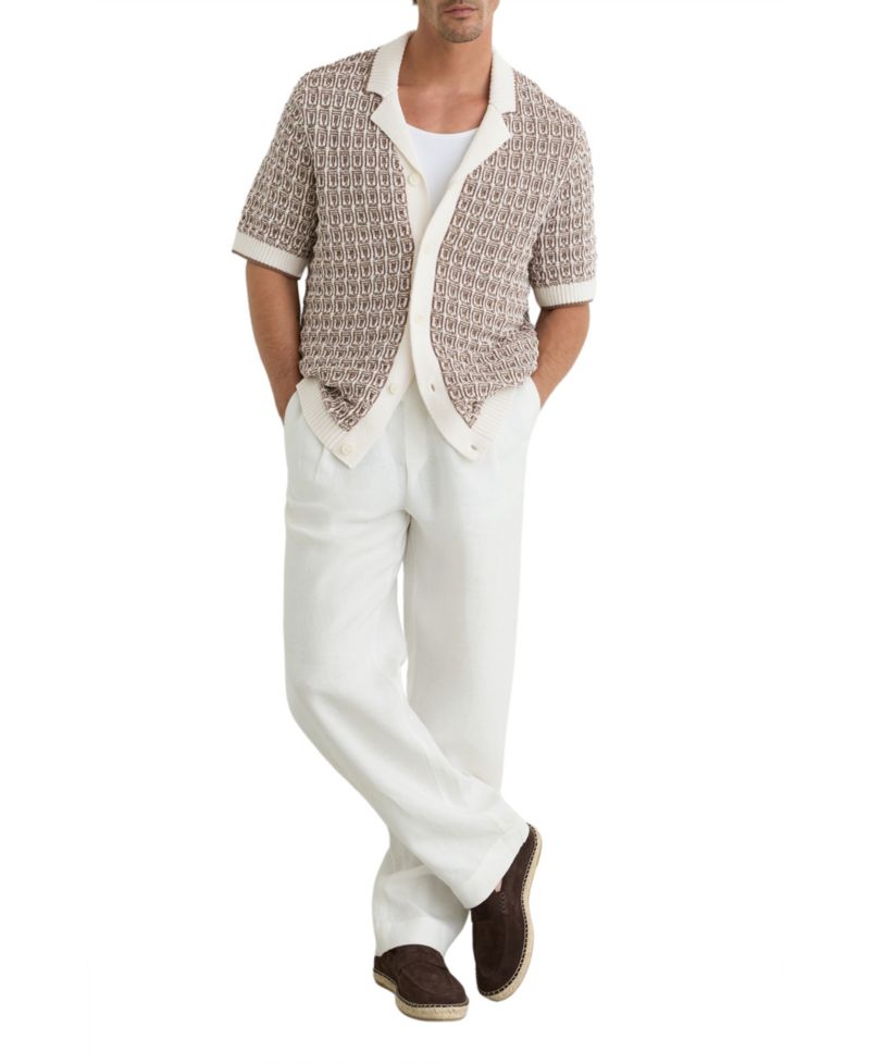 Men's Penn Button Through Jacquard Textured Shirt