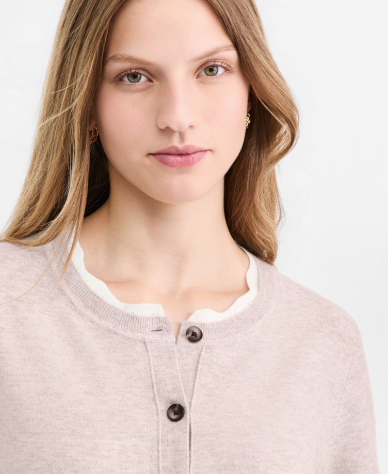 Women's Long-Sleeve Scallop-Trim Cora Cardigan