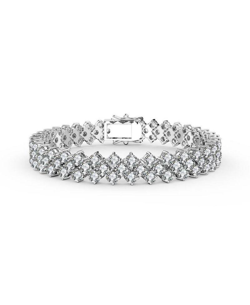 Elegant White Gold Plated Clear CZ Triple-Row Bracelet