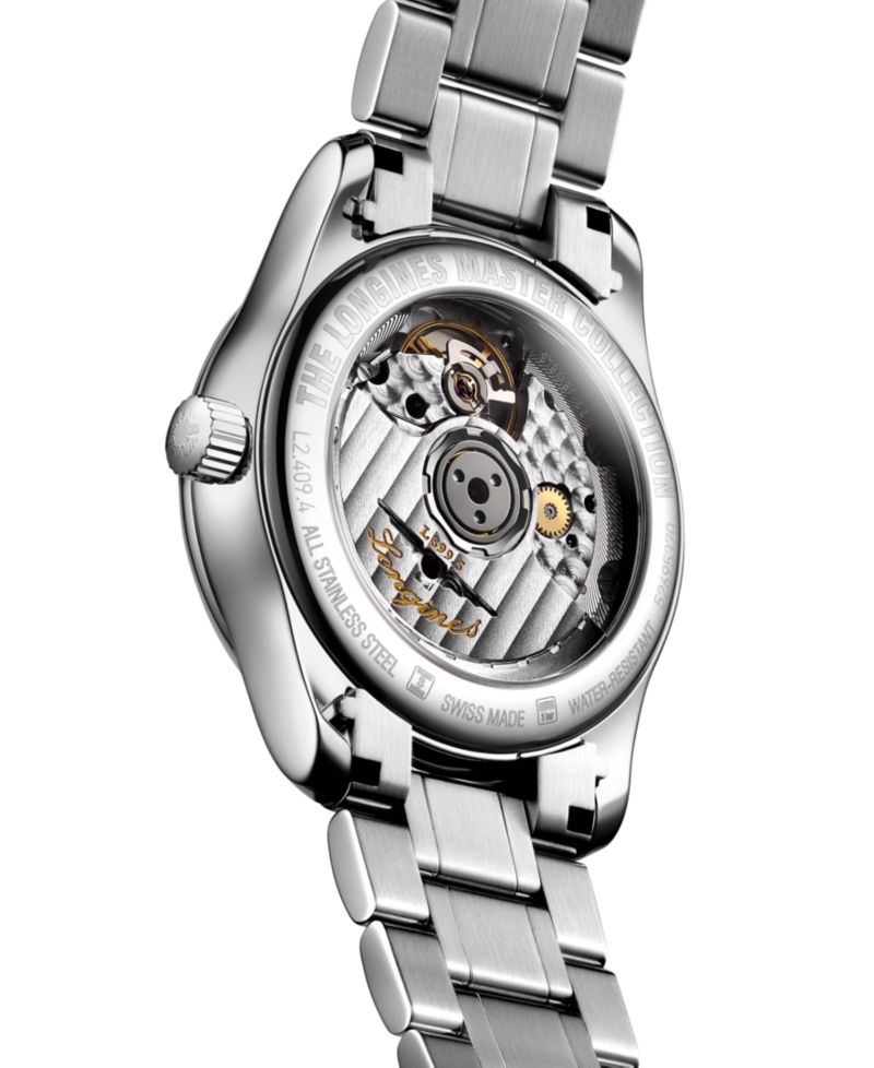 Women's Swiss Automatic Master Moonphase Diamond (1/20 ct. t.w.) Stainless Steel Bracelet Watch 34mm