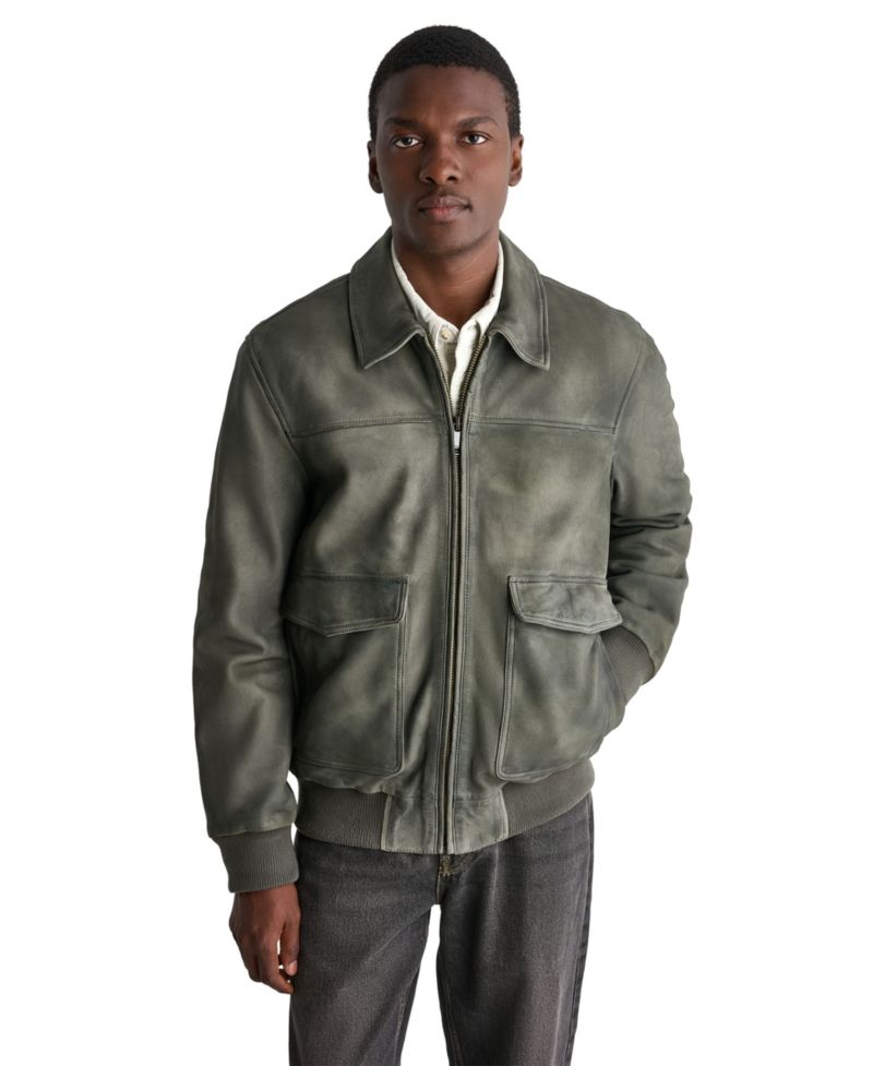 Men's Leather Bomber Jacket