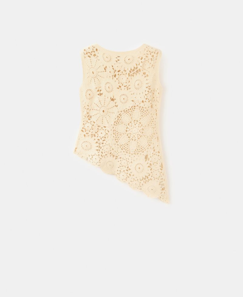 Women's Lace Pattern Floral Knitted Top