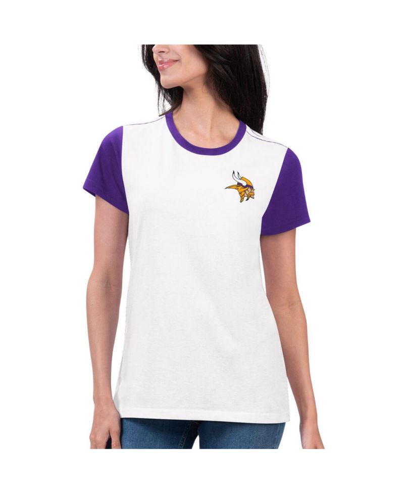 Women's White/Purple Minnesota Vikings Fashion Illustration T-Shirt