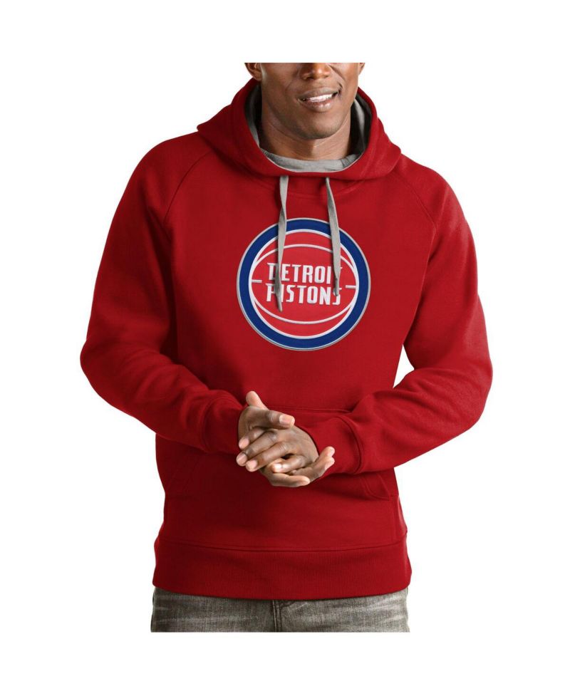 Men's Red Detroit Pistons Team Logo Victory Pullover Hoodie
