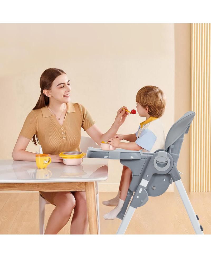 1 Pc Foldable with Removable Tray, Adjustable Height & Recline Easy-Clean Baby High Chair