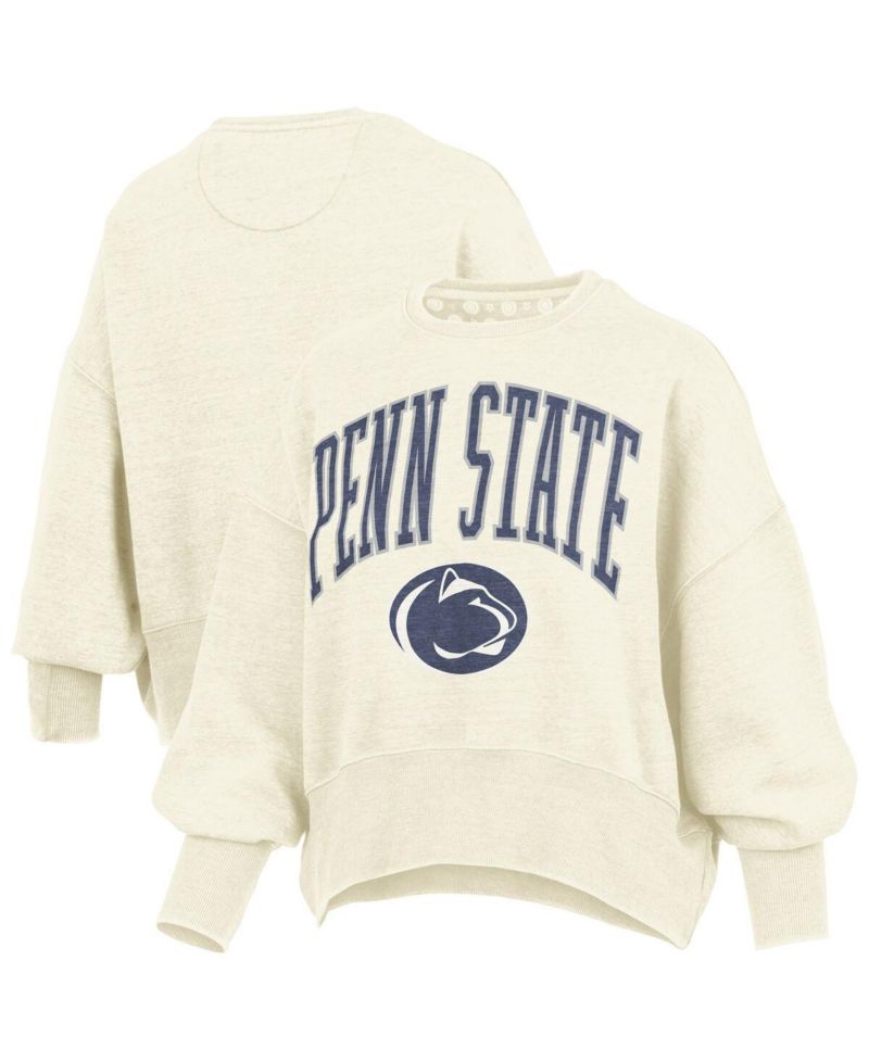 Women's Natural Penn State Nittany Lions Oversized Waist-Length Crewneck Sweatshirt