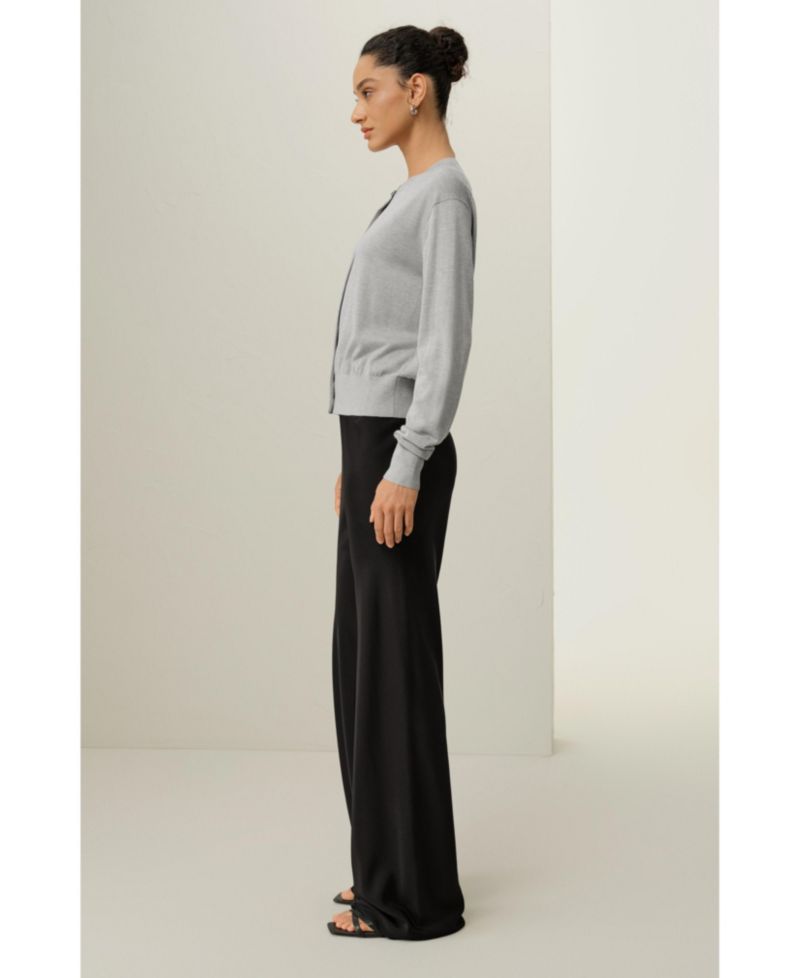 Women's Round-Neck Silk Cashmere Cardigan