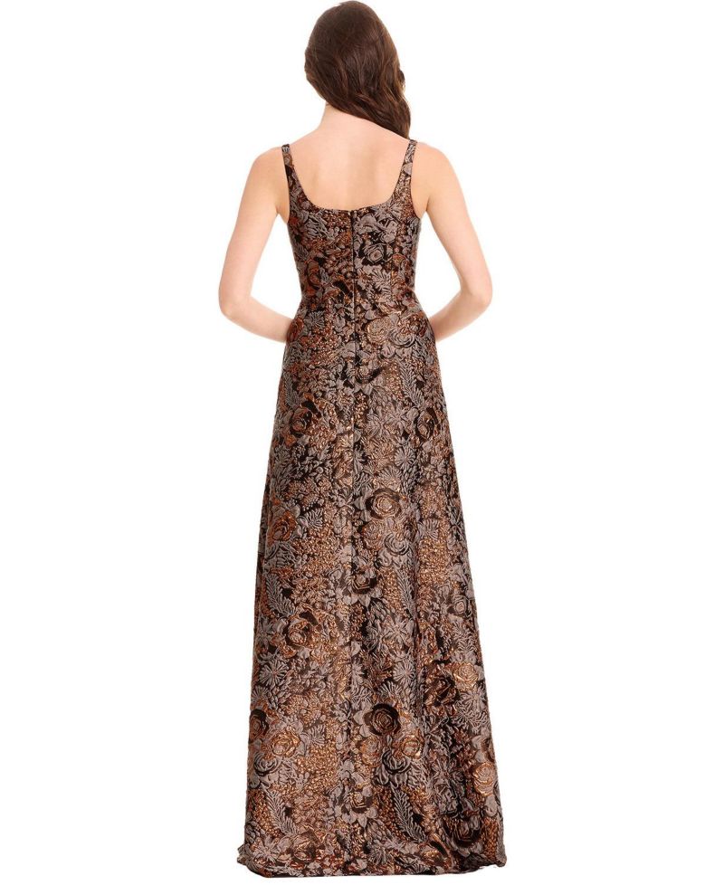 Women's Vienna Square-Neck Metallic-Jacquard Ball-Gown Dress