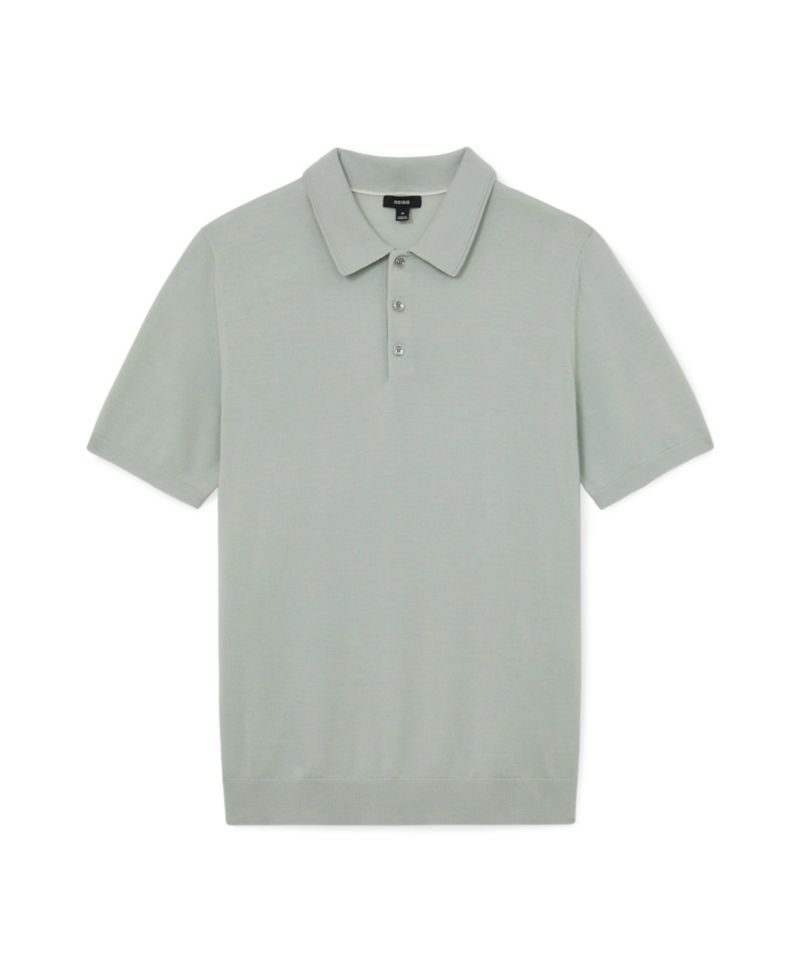 Men's Manor Half Button Merino Wool Polo Shirt