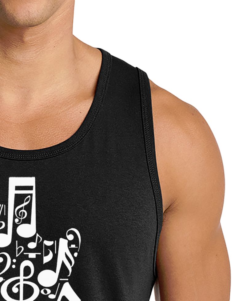 Men's Music Notes Acoustic Guitar Word Art Tank Top