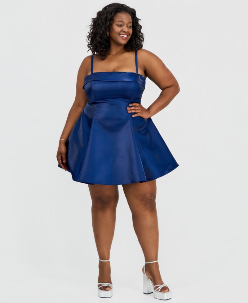 Trendy Plus Size Satin Sleeveless Fit & Flare Dress