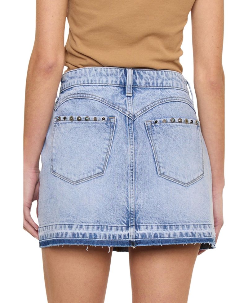 Women's USA Mildred Mid Rise Western Studded Denim Skirt