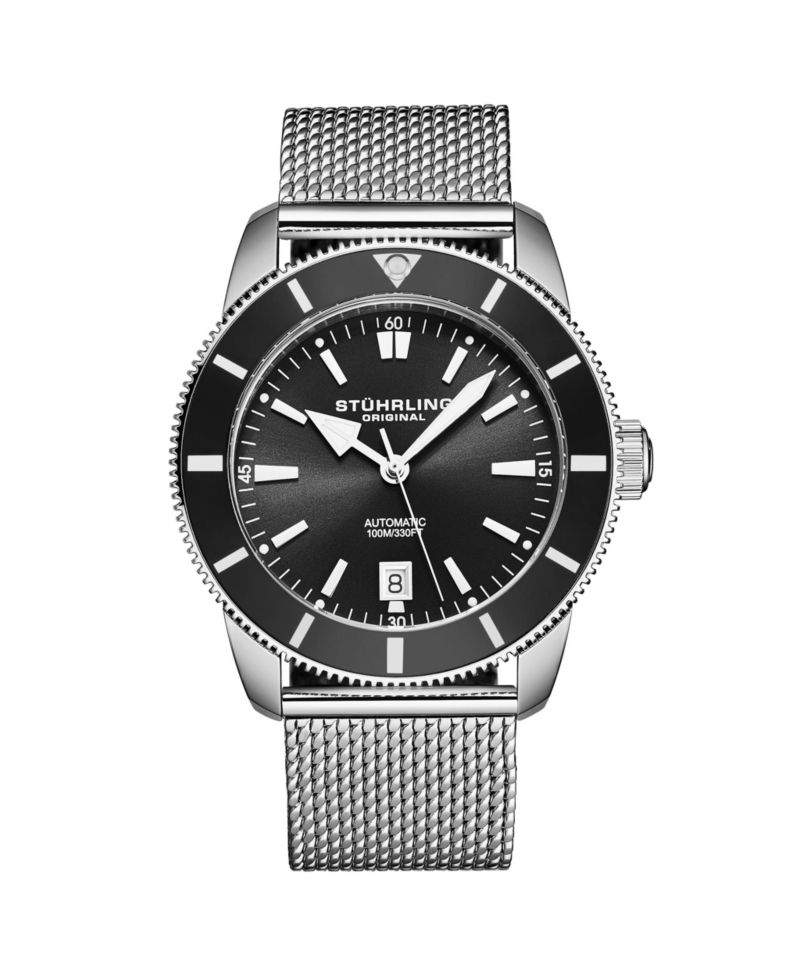 Mens Marinier 4079 Automatic 42 mm Dive Watch with Sunray Dial and Mesh Bracelet