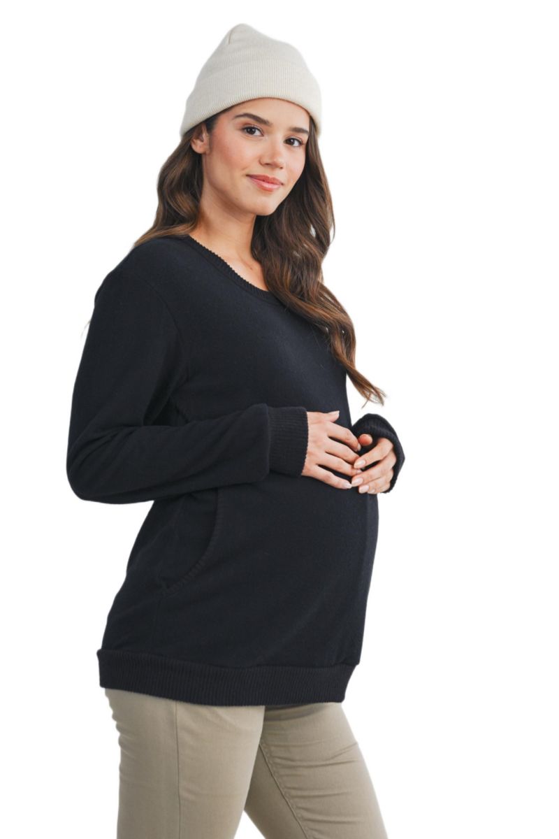 Maternity Casual V Neck Long Sleeve Pullover Top