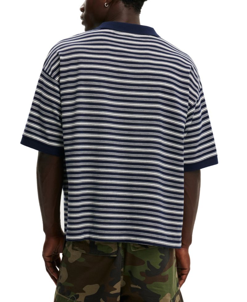 Men's Box Fit Regular-Fit Striped Polo Shirt