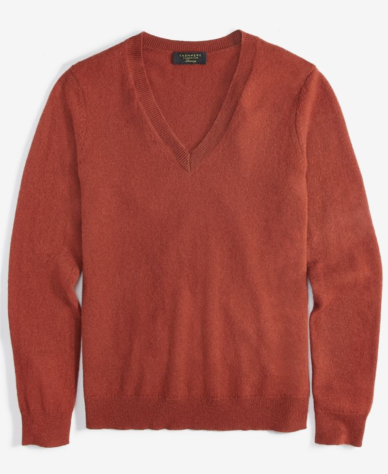 100% Cashmere Petite V-Neck Long-Sleeve Sweater