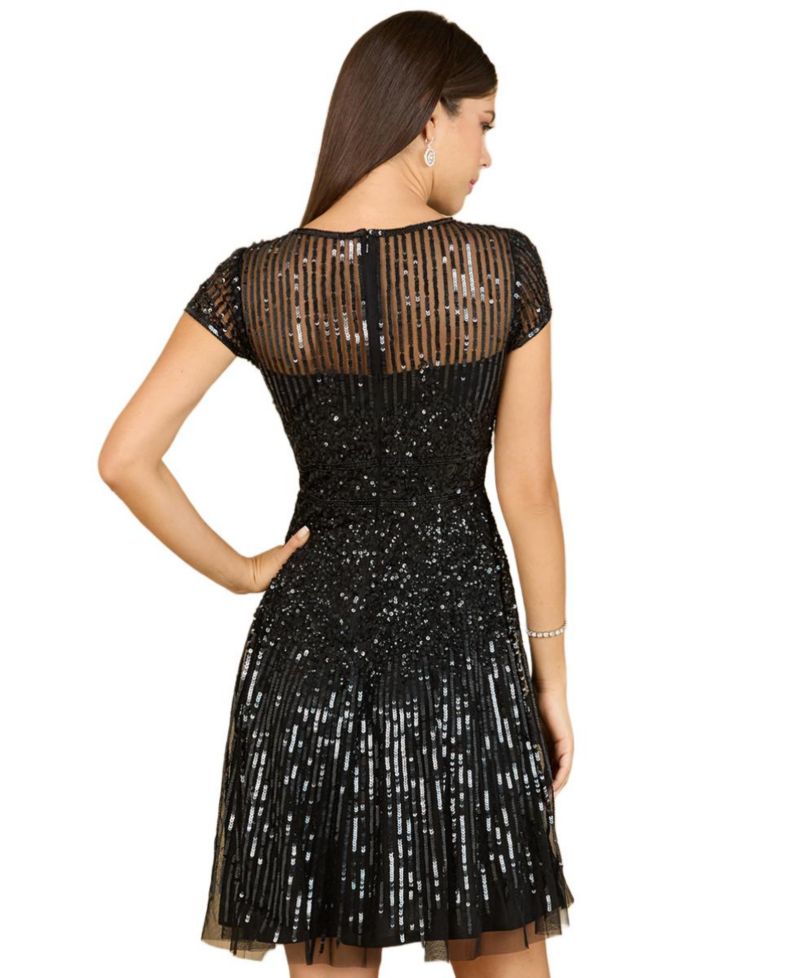 Women's Cap Sleeve Sequin Short Dress