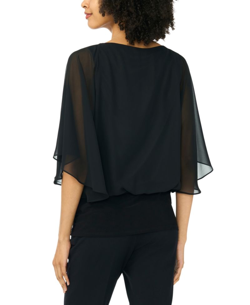 Women's Embellished Popover Crewneck Blouse