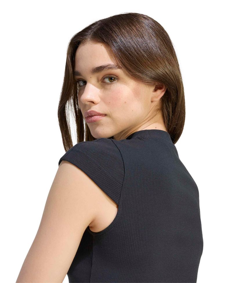 Women's Crop Tight-Fit Ribbed Cotton-Viscose Blend T-Shirt
