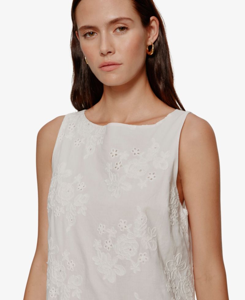 Women's Garden Eyelet Bubble Crew Neck Mini Dress