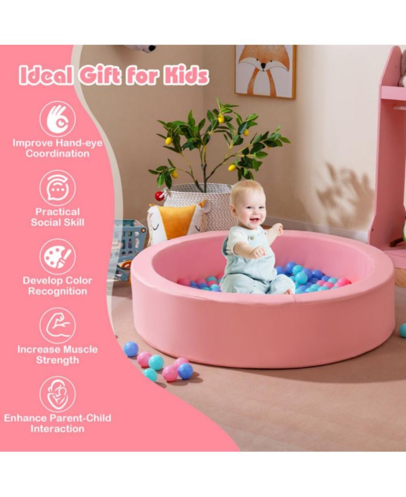 42.5 Inch Round Foam Ball Pit with Washable PU Cover